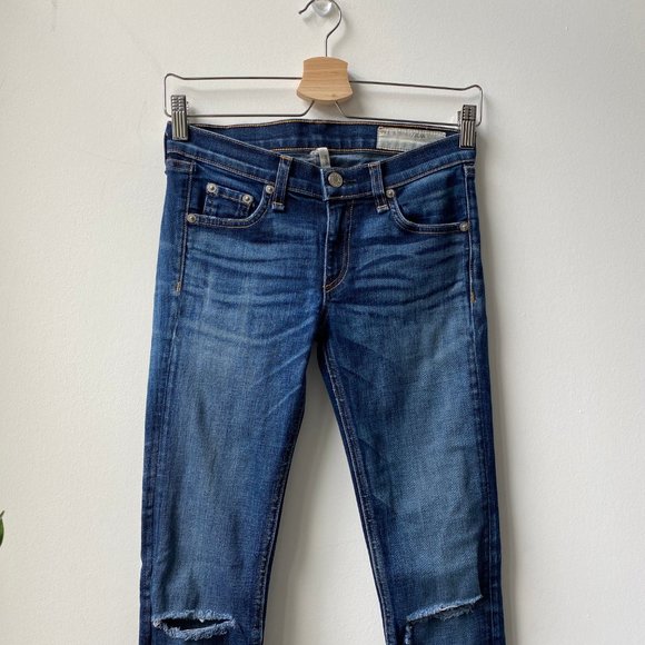 RAG & BONE - SKINNY DISTRESSED KNEE HAMPSTEAD JEAN - Picture 3 of 14